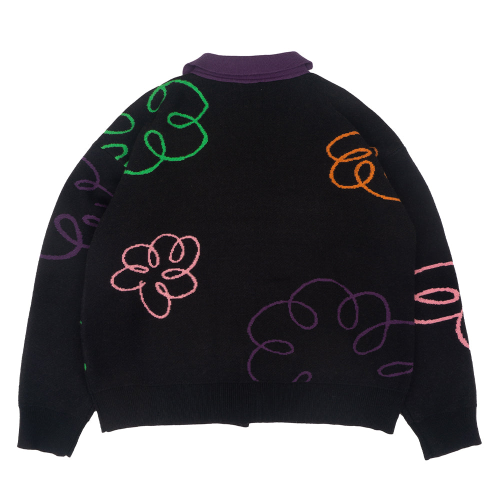 DRAWN BLACK CARDIGAN