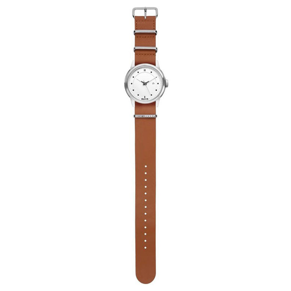 ANTI BASIC SILVER BROWN HONEY LEATHER WATCH