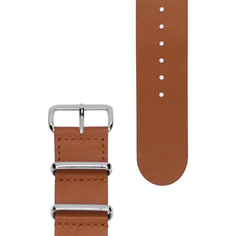 ANTI BASIC SILVER BROWN HONEY LEATHER WATCH