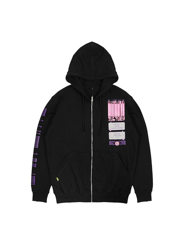 USING BLACK ZIP-HOOD