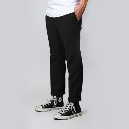 WE872 BLACK SLIM TAPERED PANTS