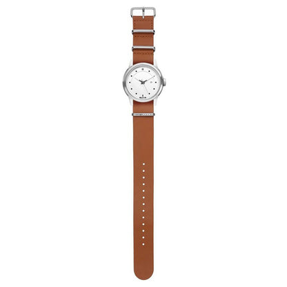 ANTI BASIC SILVER BROWN HONEY LEATHER WATCH