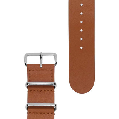 ANTI BASIC SILVER BROWN HONEY LEATHER WATCH